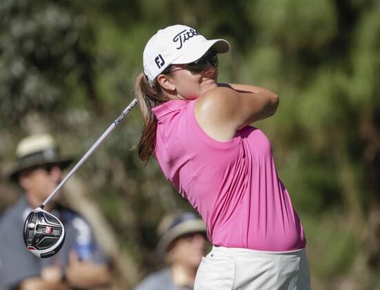 March 25, 2016: Dori Carter on the 17th hole during the second round of the Kia Classic at Aviara Golf Club in Carlsbad, California. LPGA Golf Damen 2016: Kia Classic MAR 25 - ZUMAc04_