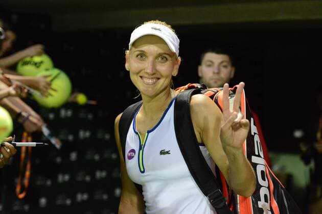 March 25, 2016 - Miami, Florida, United States - ELENA VESNINA poses for a photo after winning her match vs. V. Williams at the Miami Open. Tennis 2016 - Miami Open - Day 5 - ZUMAl132