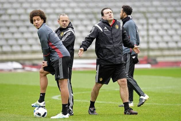 Fußball, Training Nationalteam Belgien Wilmots Marc head coach of Belgian Team gestures FOOTBALL : Belgique - Entrainement et conference de presse - Bruxelles - 26 03 2016 Photonews Panoramic 
