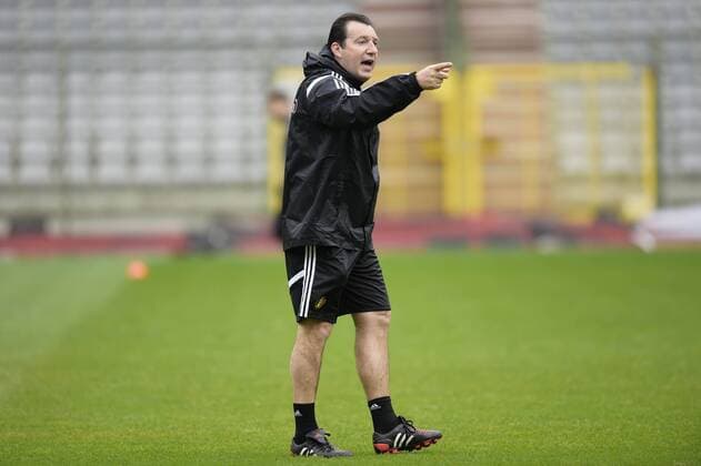 Fußball, Training Nationalteam Belgien Wilmots Marc head coach of Belgian Team issues instructions to his players FOOTBALL : Belgique - Entrainement et conference de presse - Bruxelles - 26 03 2016 Photonews Panoramic 