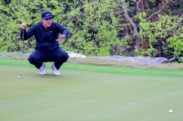 26 MAR 2016: Brooks Koepka lines up a putt on number 2 during the World Golf Championships - Dell Match Play Round 4 at the Austin Country Club Austin, Texas. (Photo by Ken Murray Icon Sportswire) GOLF: MAR 26 PGA Golf Herren - World Golf Championships-Dell Match Play - Round 4 Icon1603264011 EDITORIAL USE ONLY