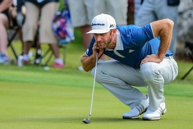 26 MAR 2016: Dustin Johnson lines up a putt on number 10 during the World Golf Championships - Dell Match Play Round 4 at the Austin Country Club Austin, Texas. (Photo by Ken Murray Icon Sportswire) GOLF: MAR 26 PGA Golf Herren - World Golf Championships-Dell Match Play - Round 4 Icon1603264029 EDITORIAL USE ONLY