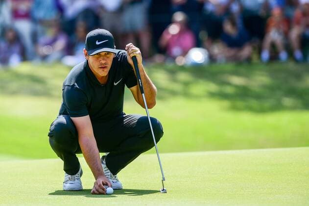 26 MAR 2016: Brooks Koepka lines up his birdie attempt on number 7 during the World Golf Championships - Dell Match Play Round 5 at the Austin Country Club Austin, Texas. (Photo by Ken Murray Icon Sportswire) GOLF: MAR 26 PGA Golf Herren - World Golf Championships-Dell Match Play - Round 5 Icon1603265011 EDITORIAL USE ONLY