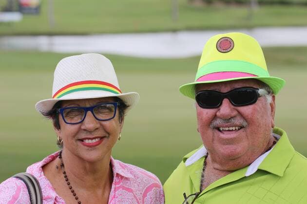 26 March 2016: A couple of fans in colorful hats in the third round of the Puerto Rico Open, in Rio Grande, PR (Photo by Bradley Rex Icon Sportswire) GOLF: MAR 26 PGA Golf Herren - Puerto Rico Open - Third Round Icon16032444 EDITORIAL USE ONLY