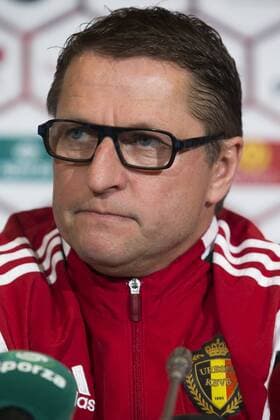 a press conference PK Pressekonferenz after a training session of the Belgian national soccer team Red Devils, Sunday 27 March 2016 in Brussels. The Red Devils will play a friendly game in and against Portugal on 29 March, the match was moved due to safety concerns after the Brussels terrorists attacks. The game is a preparation for the upcoming Euro2016. KRISTOFxVANxACCOM  x04821704x