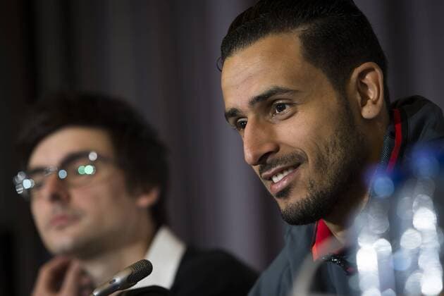 Belgium s Nacer Chadli pictured during a press conference PK Pressekonferenz after a training session of the Belgian national soccer team Red Devils, Sunday 27 March 2016 in Brussels. The Red Devils will play a friendly game in and against Portugal on 29 March, the match was moved due to safety concerns after the Brussels terrorists attacks. The game is a preparation for the upcoming Euro2016. KRISTOFxVANxACCOM  x04821713x