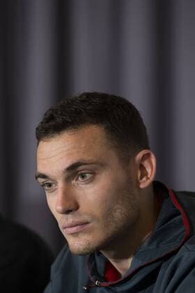 Belgium s Thomas Vermaelen pictured during a press conference PK Pressekonferenz after a training session of the Belgian national soccer team Red Devils, Sunday 27 March 2016 in Brussels. The Red Devils will play a friendly game in and against Portugal on 29 March, the match was moved due to safety concerns after the Brussels terrorists attacks. The game is a preparation for the upcoming Euro2016. KRISTOFxVANxACCOM  x04821721x