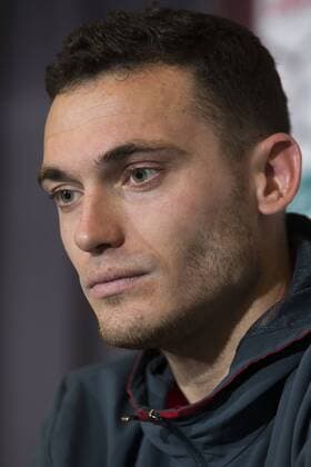 Belgium s Thomas Vermaelen pictured during a press conference PK Pressekonferenz after a training session of the Belgian national soccer team Red Devils, Sunday 27 March 2016 in Brussels. The Red Devils will play a friendly game in and against Portugal on 29 March, the match was moved due to safety concerns after the Brussels terrorists attacks. The game is a preparation for the upcoming Euro2016. KRISTOFxVANxACCOM  x04821722x