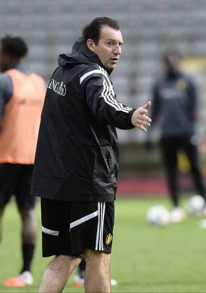 Belgium s head coach Marc Wilmots pictured during a training session of the Belgian national soccer team Red Devils, Sunday 27 March 2016 in Brussels. The Red Devils will play a friendly game in and against Portugal on 29 March, the match was moved due to safety concerns after the Brussels terrorists attacks. The game is a preparation for the upcoming Euro2016. NICOxVEREECKEN  x04821781x
