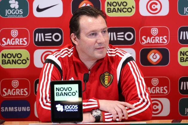 Belgium s head coach Marc Wilmots pictured during a press conference PK Pressekonferenz of the Belgian national soccer team Red Devils in Leiria, Portugal, Monday 28 March 2016. The Red Devils will play a friendly game in and against Portugal on 29 March, the match was moved due to safety concerns after the Brussels terrorists attacks. The game is a preparation for the upcoming Euro2016. VIRGINIExLEFOUR  x04822436x