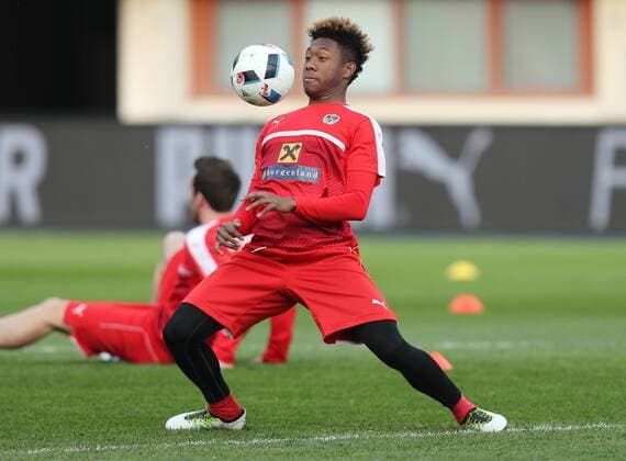 SOCCER - AUT vs TUR, test match, preview VIENNA,AUSTRIA,28.MAR.16 - SOCCER - OEFB international match Länderspiel Austria vs Turkey, friendly match, preview, training team AUT. Image shows David Alaba (AUT). Picture shot with a Canon EOS-1D X Mark II sample. GEPAxpictures xChristianxOrt