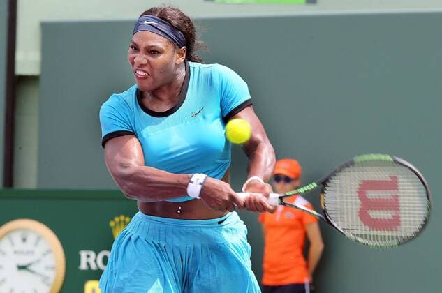 March 28, 2016 - Miami, FL, USA - Serena Williams, USA, returns a shot against Svetlana Kuznetsova, Russia, during the women s fourth round at the Miami Open tennis tournament 2016 at Crandon Park Tennis Center on March 28, 2016 in Key Biscayne, Fla. Miami Open - ZUMAm67_