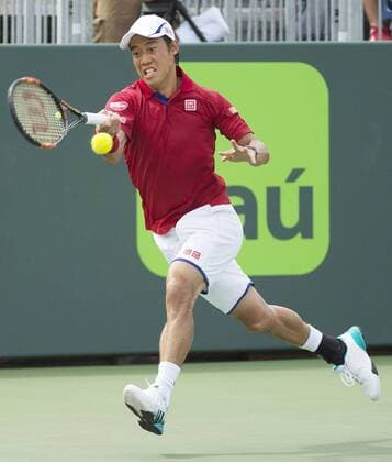 Nishikori powers into 4th round at Miami Open Kei Nishikori of Japan returns a shot during a third-round match of the Miami Open tennis tournament against Alexandr Dolgopolov of Ukraine in Miami, Florida, on March 28, 2016. Nishikori won 6-2, 6-2 to proceed to the fourth round. 