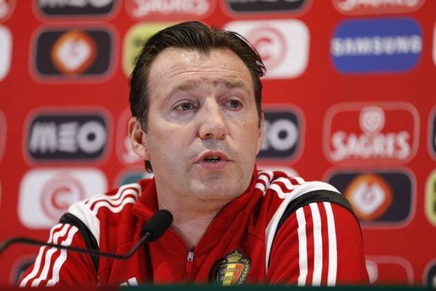 Marc Wilmots, headcoach of Belgium during the press conference PK Pressekonferenz FOOTBALL : Belgique - Entrainement et conference de presse - Leiria - 28 03 2016 Photonews Panoramic 