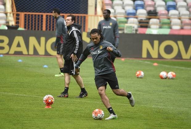 Fußball, Training Nationalteam Belgien in Leiria Jason Denayer pictured during the practice session t FOOTBALL : Belgique - Entrainement et conference de presse - Leiria - 28 03 2016 Photonews Panoramic 