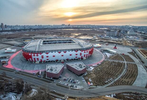 MOSCOW, RUSSIA. MARCH 27, 2016. An elevated view of the Otkrytiye Arena Stadium. The stadium, which hosts home matches of FC Spartak Moscow, is to be one of the venues of the 2017 FIFA Confederations Cup (Russia 2017) and the 2018 FIFA World Cup WM Weltmeisterschaft Fussball (Russia 2018). On the official website of FIFA, the stadium is referred to as Spartak Stadium. Sergei Bobylev TASS  TS01DD00