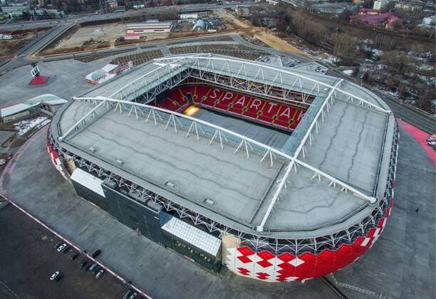 MOSCOW, RUSSIA. MARCH 27, 2016. An elevated view of the Otkrytiye Arena Stadium. The stadium, which hosts home matches of FC Spartak Moscow, is to be one of the venues of the 2017 FIFA Confederations Cup (Russia 2017) and the 2018 FIFA World Cup WM Weltmeisterschaft Fussball (Russia 2018). On the official website of FIFA, the stadium is referred to as Spartak Stadium. Sergei Bobylev TASS  TS01DD03