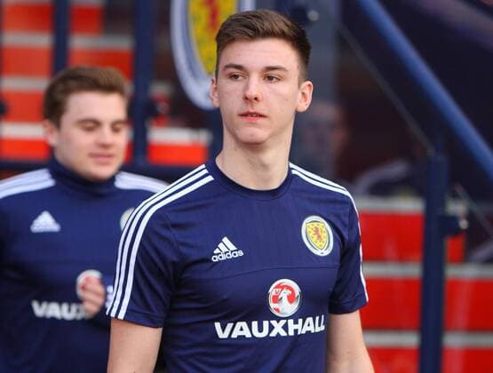 29.03.2016. Hampden Park, Glasgow, Scotland. International Football Friendly Scotland versus Denmark. Kieran Tierney makes his debut for Scotland at the age of 18 xGeorgariouxVagelisx  ActionPlus11723279