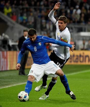 29.03.2016, xjhx, Fussball Testspiel, Deutschland - Italien, emspor v.l. Thiago Motta (Italien), Thomas Mueller (Deutsche Fussball Nationalmannschaft DFB)