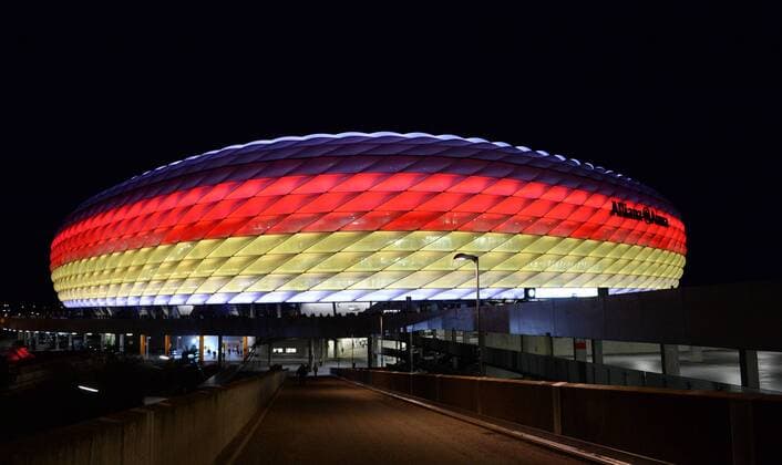 Fussball, Herren, Saison 2015 16, Länderspiel in München, Deutschland - Italien, die Allianz Arena war in die deutschen Farben gehüllt, 29.03.2016,