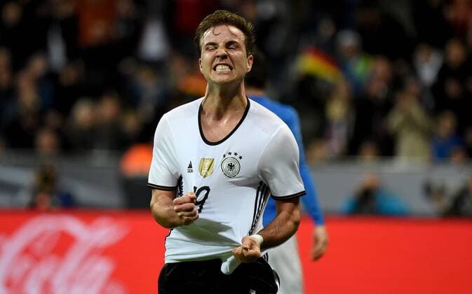 29.03.2016, xjhx, Fussball Testspiel, Deutschland - Italien, emspor v.l. Mario Goetze (Deutsche Fussball Nationalmannschaft DFB) Torjubel, Goal celebration, celebrate the goal zum 2:0