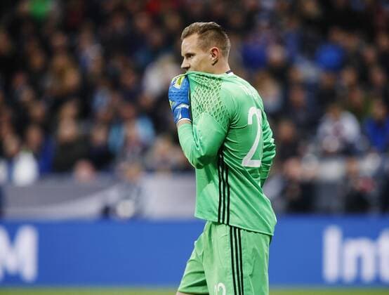 Enttäischung Bernd Leno (GER) . Deutschland -Italien . Fussball-Länderspiel 2016, Freundschaftsspiel . München, GER, 29.03.2016 ,