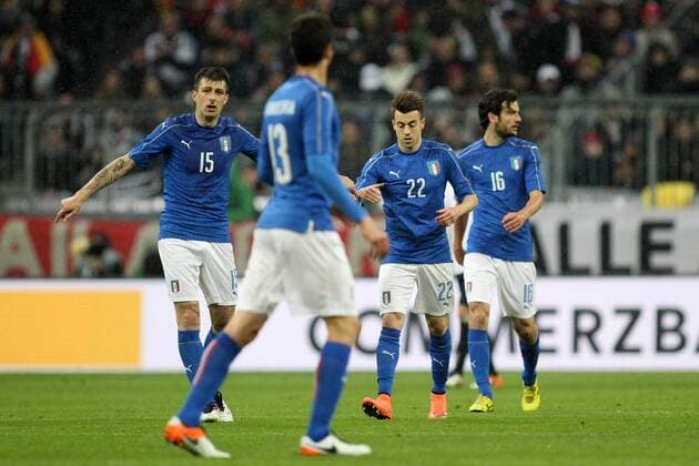 Stephan El Shaarawy Italy celebrates after scoring goal of 4-1 Gol Esultanza Munich 29-03-2016 Allianz Arena Football Calcio Friendly match Germany - Italy Germania - Italia Nationalteam Länderspiel lucaxpagliaricci