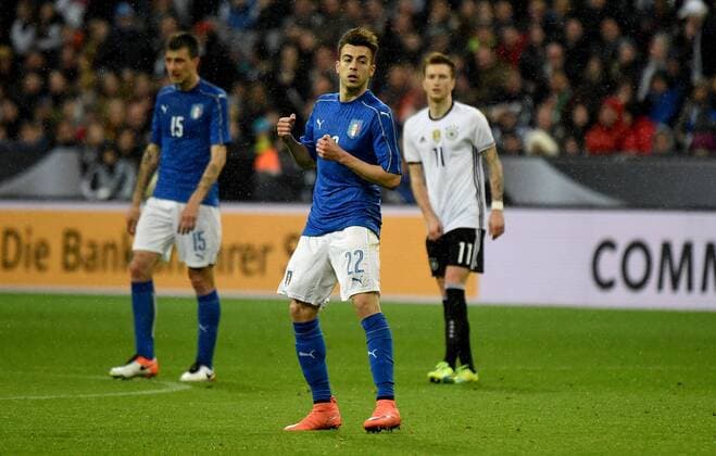 29.03.2016, xjhx, Fussball Testspiel, Deutschland - Italien, emspor v.l. Stephan El Shaarawy (Italien) Torjubel, Goal celebration, celebrate the goal zum 4:1
