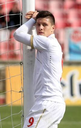 29.03.2016 Kragujevac(Serbia) Serbia-France UEFA Under 19 European qualifiers men s football Luka Jovic Serbia after missed chance : 
