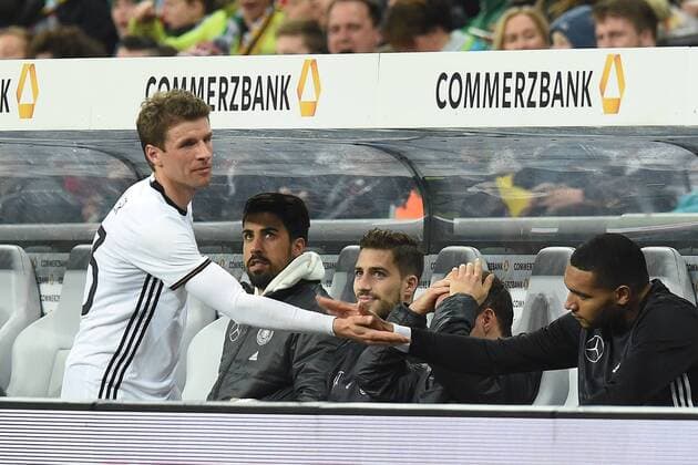 Fußball Länderspiel Deutschland - Italien am 29.03.2016 in der Allianz Arena in München Thomas Müller ( Deutschland ), vorne xRx