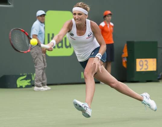 March 29 2016: Timea Bacsinszky (SUI) defeats Simone Halep (ROU) by 4-6, 6-3, 6-2, at the Miami Open being played at Crandon Park Tennis Center in Miami, Key Biscayne, Florida. Ã‚Â© Tennis 2016: Miami Open MAR 29 - ZUMAc04_