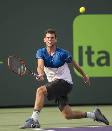 March 29 2016: Dominic Thiem (AUT) loses to Novak Djokovic (SRB) 6-3, 6-4, at the Miami Open being played at Crandon Park Tennis Center in Miami, Key Biscayne, Florida. Ã‚Â© Tennis 2016: Miami Open MAR 29 - ZUMAc04_
