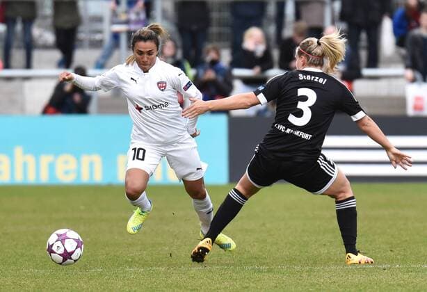 30.03.2016, xblx, Fussball UEFA WomenÕs Champions League, 1.FFC Frankfurt - FC Rosengard, emspor, v.l. Marta Viera da Silva (FC Rosengard), Laura Stoerzel (1.FFC Frankfurt)