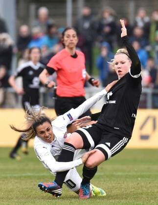 30.03.2016, xblx, Fussball UEFA WomenÕs Champions League, 1.FFC Frankfurt - FC Rosengard, emspor, v.l. Marta Viera da Silva (FC Rosengard), Marith Priessen (1.FFC Frankfurt)