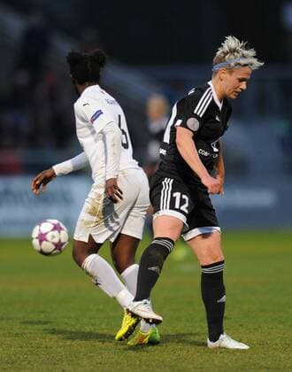 30.03.2016, xmhx, Fussball UEFA WomenÕs Champions League, 1.FFC Frankfurt - FC Rosengard, emspor, v.l. Anita Asante (FC Rosengard), Sophie Schmidt (1. FFC Frankfurt)