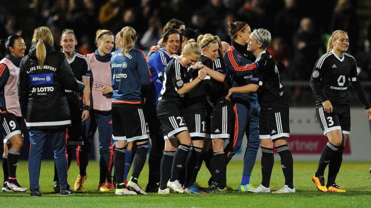 30.03.2016, xmhx, Fussball UEFA WomenÕs Champions League, 1.FFC Frankfurt - FC Rosengard, emspor, v.l. Jubel nach Sieg im Elfmeterschießen