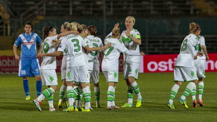 Fußball, UWCL, Brescia CF - VfL Wolfsburg; Zsanett Jakabfi (Wolfsburg, 3) Jubel, Torjubel, Freude, Emotion, Torerfolg, Aktion, action, goal, goal celebration, celebrates. xtgx