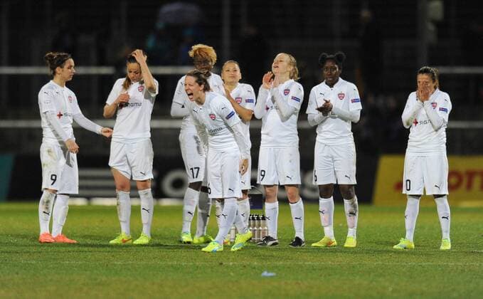 30.03.2016, xmhx, Fussball UEFA WomenÕs Champions League, 1.FFC Frankfurt - FC Rosengard, emspor, v.l. Enttaeuschung nach Niederlage des FC Rosengards, Marta Viera da Silva (FC Rosengard)