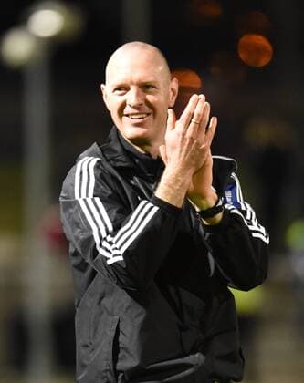 30.03.2016, xblx, Fussball UEFA WomenÕs Champions League, 1.FFC Frankfurt - FC Rosengard, emspor, v.l. Trainer Matt Ross (1.FFC Frankfurt), feiert den Sieg