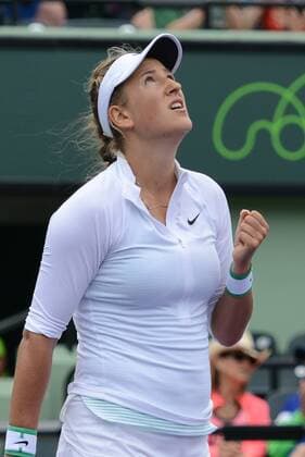 March 30, 2016 - Miami, Florida, United States - VICTORIA AZARENKA celebrates winning her match vs. J. Konta at the Miami Open Tennis 2016 - Miami Open - Day 10 - ZUMAl132
