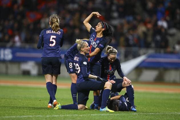 Shirley Cruz (PSG) Cristiane (PSG) Anja Mittag (PSG) Lisa Dahlkvist (PSG) - Fussball Damen, Champions League, Paris Saint Germain PSG vs. FC Barcelona - 30 03 2016 GwendolineLeGoff Panoramic 