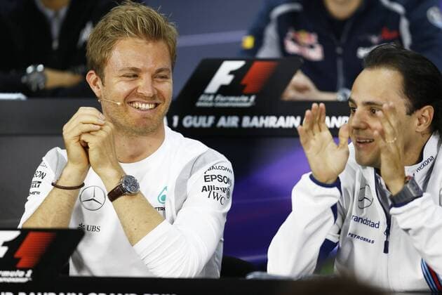 Motorsports: FIA Formula One World Championship WM Weltmeisterschaft 2016, Grand Prix of Bahrain, 6 Nico Rosberg (GER, Mercedes AMG Petronas Formula One Team), 19 Felipe Massa (BRA, Williams Martini Racing), xHOCHxZWEIx