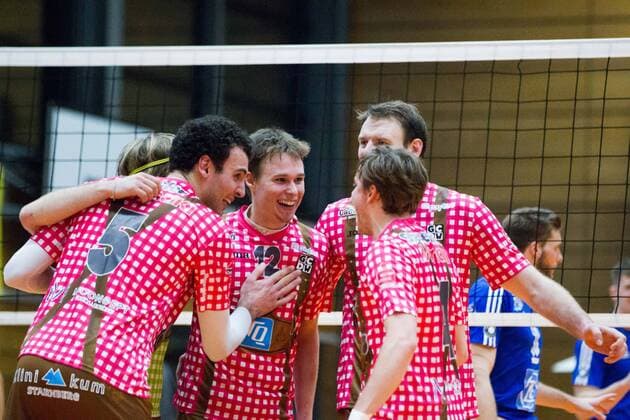Herrsching Jubel bei Phillip Trenkler (12 Herrsching); Volleyball Bundesliga Herren Play-Off Viertelfinale, Nikolaushalle, Herrsching Germany, 20160331; Partie TSV Herrsching vs VfB Friedrichshafen; Copyright: Wuechner Eibner-Pressefoto EP_NWR