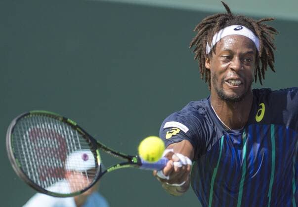 March 31 2016: Gael Monfils (FRA) loses to Kei Nishikori (JPN) 4-6, 6-3, 7-6, at the Miami Open being played at Crandon Park Tennis Center in Miami, Key Biscayne, Florida. Ã‚Â© Tennis 2016: Miami Open MAR 31 - ZUMAc04_