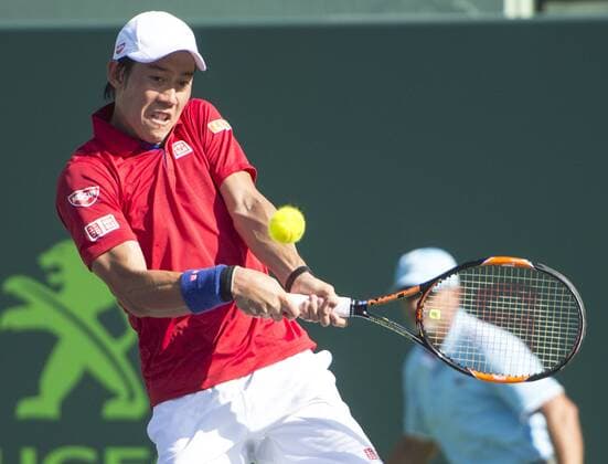March 31 2016: Kei Nishikori (JPN) defeats Gael Monfils (FRA) by 4-6, 6-3, 7-6, at the Miami Open being played at Crandon Park Tennis Center in Miami, Key Biscayne, Florida. Ã‚Â© Tennis 2016: Miami Open MAR 31 - ZUMAc04_