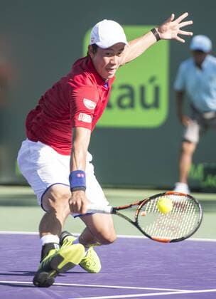March 31 2016: Kei Nishikori (JPN) defeats Gael Monfils (FRA) by 4-6, 6-3, 7-6, at the Miami Open being played at Crandon Park Tennis Center in Miami, Key Biscayne, Florida. Ã‚Â© Tennis 2016: Miami Open MAR 31 - ZUMAc04_