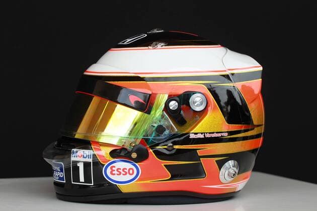 The helmet of Belgian rider Stoffel Vandoorne of McLaren-Honda pictured during the free practice ahead of the Formula 1 Bahrain Grand Prix race in Sakhir, Bahrain, Friday 01 April 2016. GEORGESxDExCOSTER  x04823919x