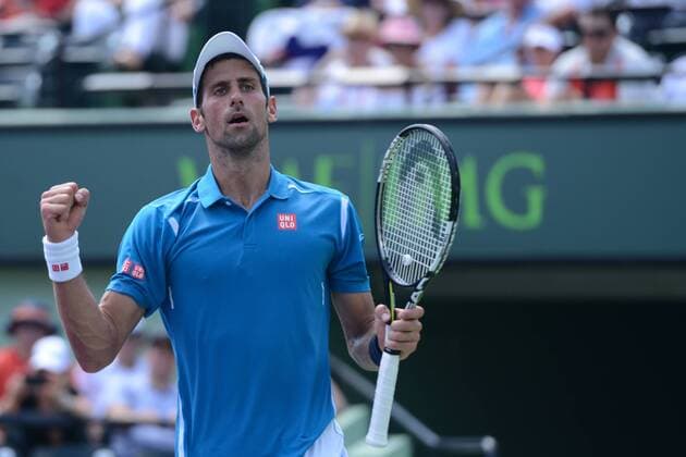 April 1, 2016 - Miami, Florida, United States - NOVAK DJOKOVIC celebrates winning his semifinal match vs. D. Goffin at the Miami Open Tennis 2016 - Miami Open - Day 12 - ZUMAl132