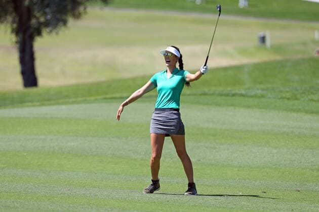 April 01, 2016: Michelle Wie celebrates after she holes out for eagle on the 12th hole during the second round of the 2016 ANA Inspiration at the Mission Hills Country Club in Rancho Mirage, California. LPGA Golf Damen 2016: ANA Inspiration Championship APR 01 - ZUMAcb8_