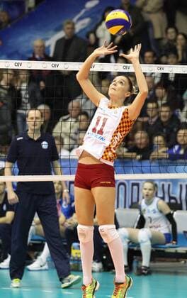KRASNODAR, RUSSIA. APRIL 2, 2016. Galatasaray s Gamze Alikaya in action in the rematch of the 2015 16 Season CEV Women s Volleyball Cup Finals against Dinamo Krasnodar at Olimp Sports Palace. Vitaly Timkiv TASS  TS01E472